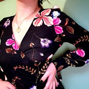 Floral Black Blouse